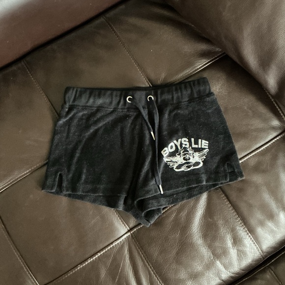 Boys Lie Pants - Black 'Boys Lie' Velour Women's Shorts